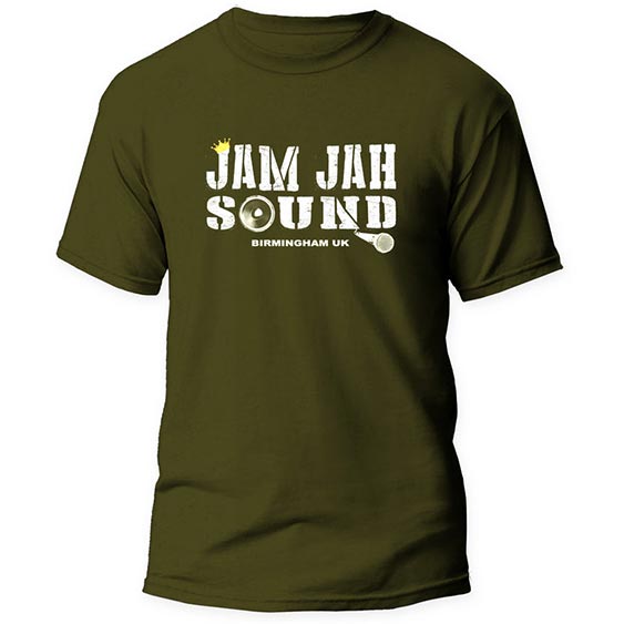 Jam Jah Sound Moss Green Crown and Mic T-Shirt