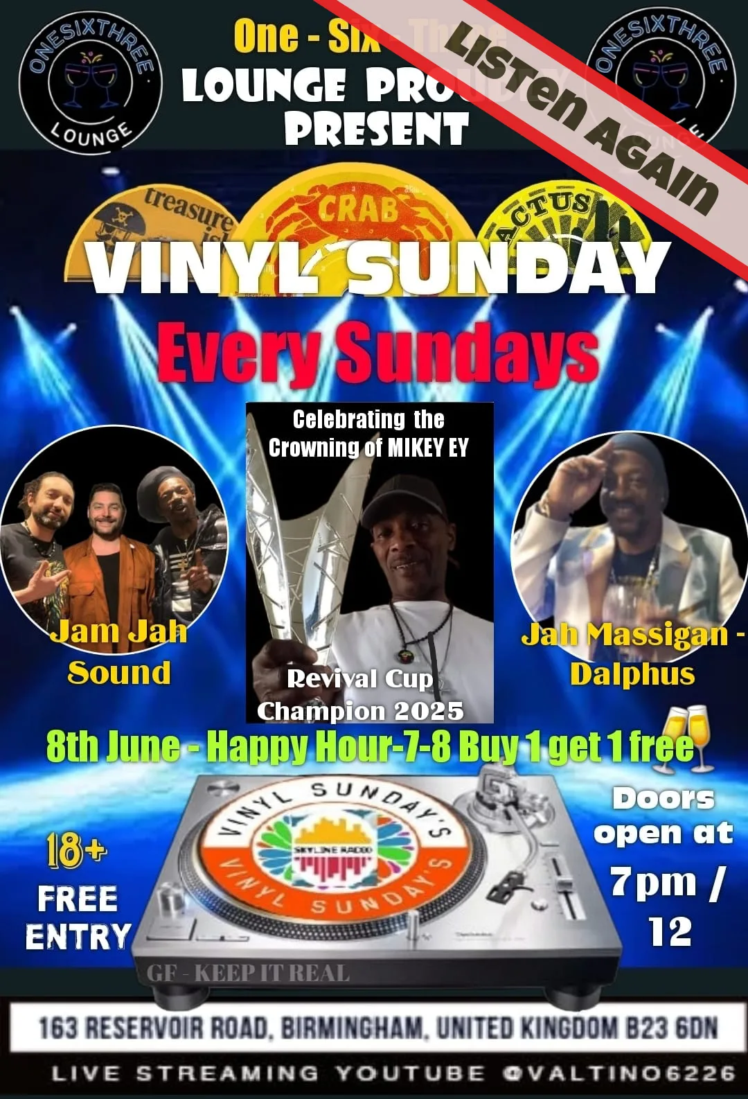 Vinyl Sundays ft Jah Massigan and Jam Jah Sound - Listen Again